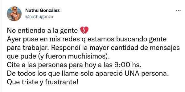 El lamento de Nathu en Twitter.