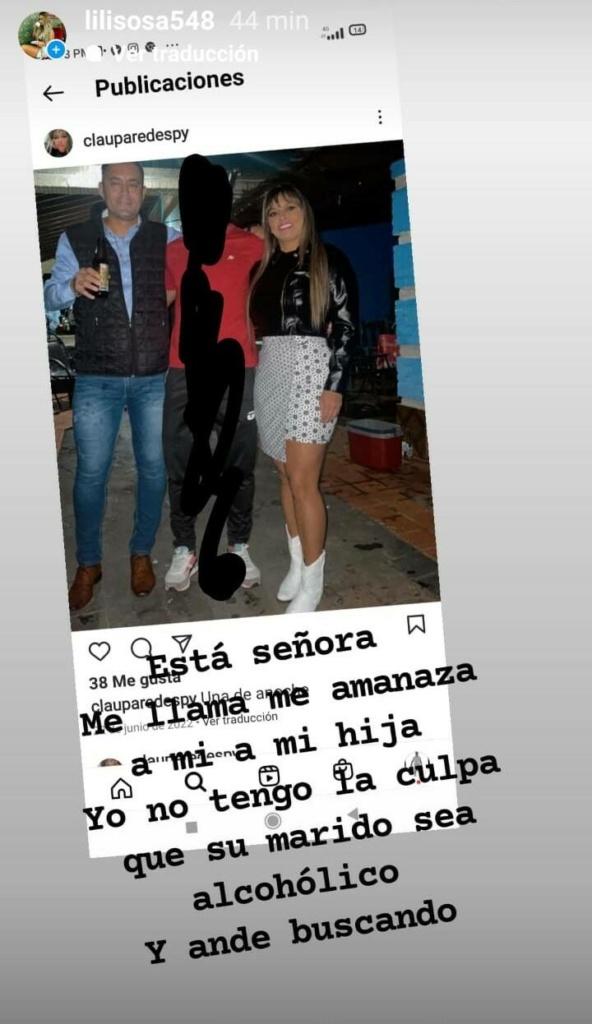 La pareja que supuestamente amenaza a la modelo Lili Sosa. (Gentileza)