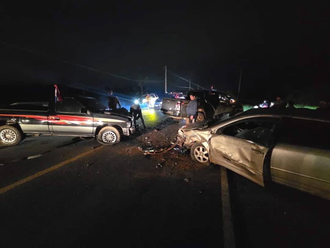 Un múltiple accidente de tránsito se registró sobre la ruta PY01, en Ypané. Foto: Bomberos de Ypané.
