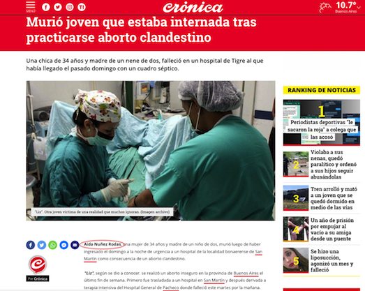 NDI. El nombre de Aída aparece en uno de los portales de internet donde afirman que murió.