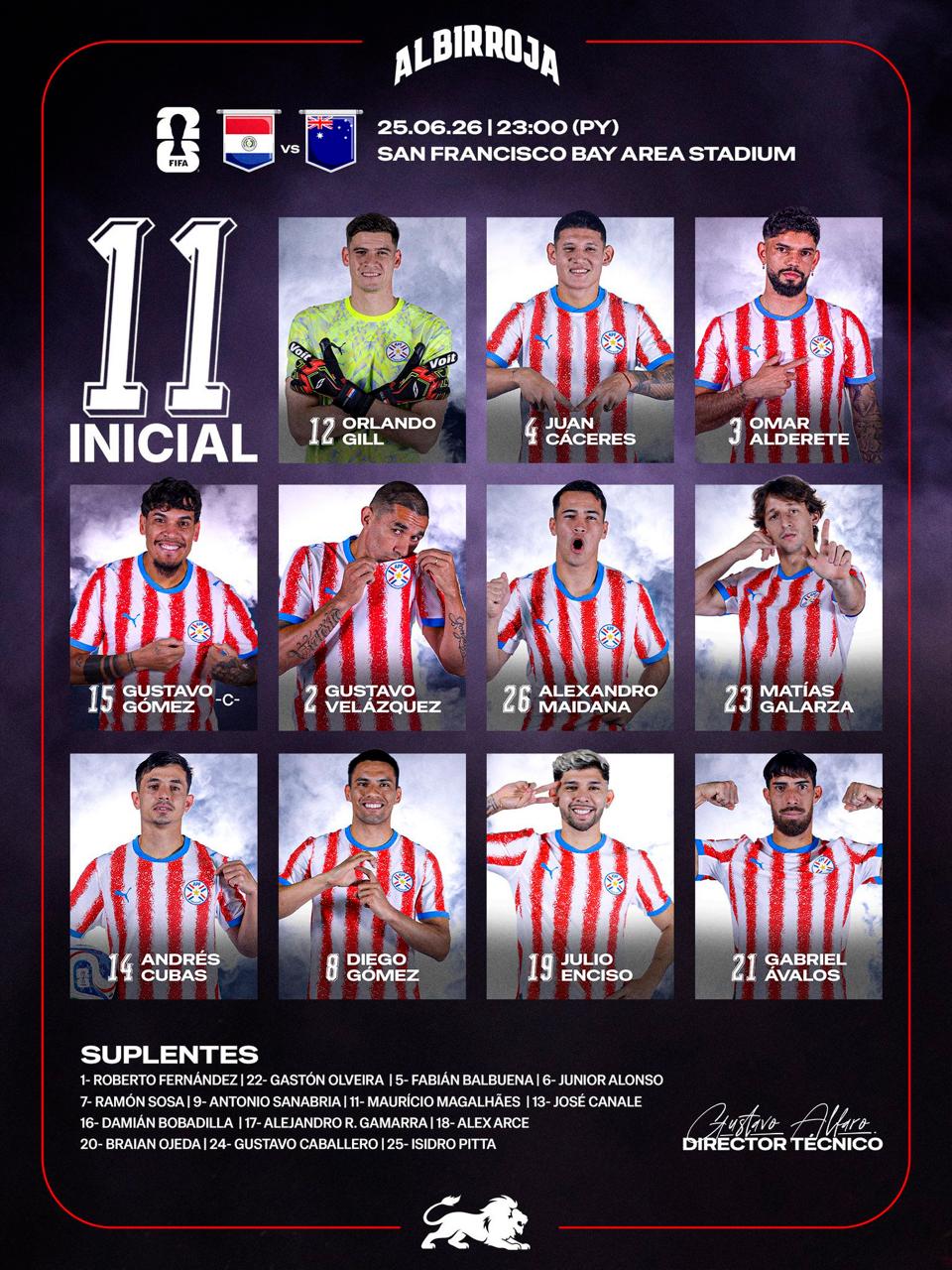 ¡Este es el onceno titular de la Albirroja que buscará la clasificación! Foto: Albirroja