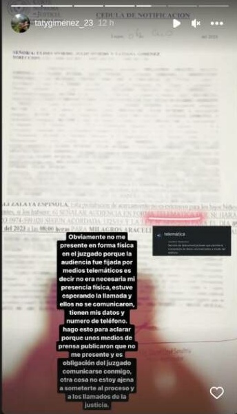 Tati dijo que nadie del Juzgado se comunicó con ella. (Captura de pantalla)