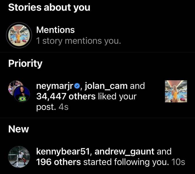 La captura del Me Gusta de Neymar, que la misma Luana Alonso compartió en su Twitter.