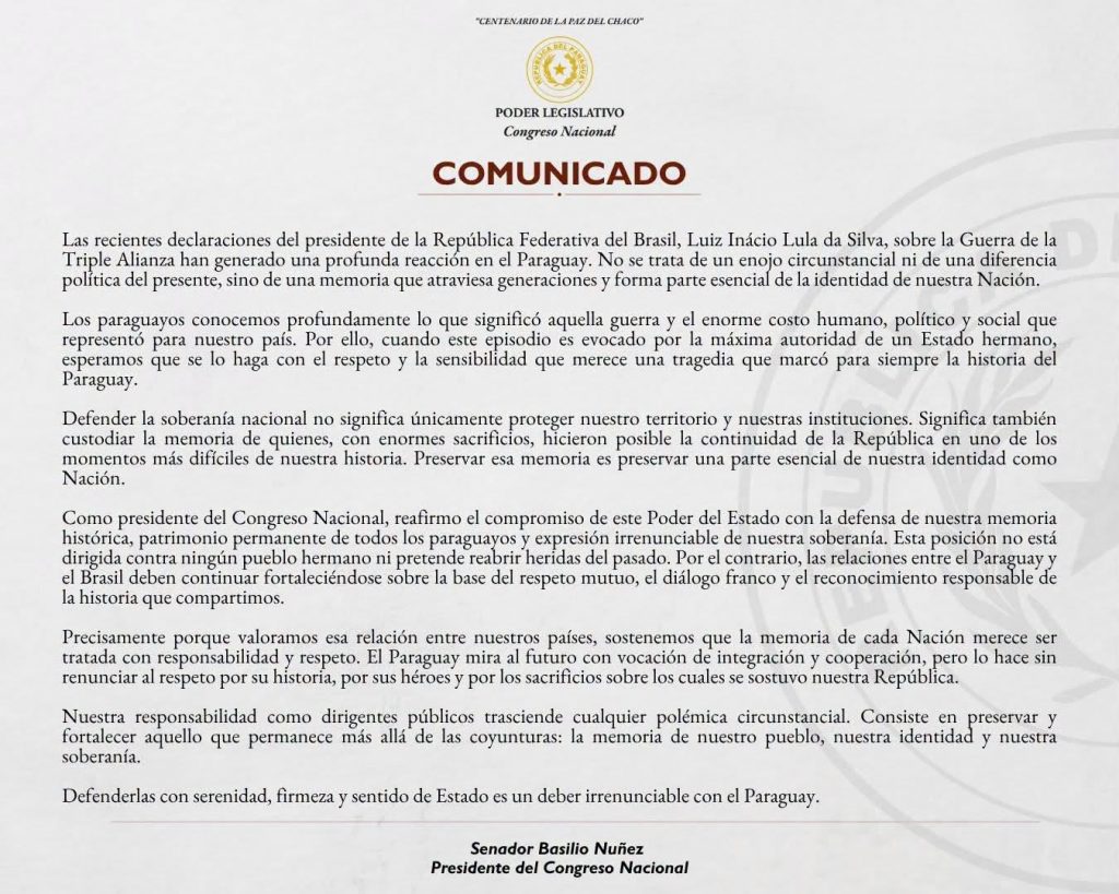 El Comunicado del Poder Legislativo. Facsímil