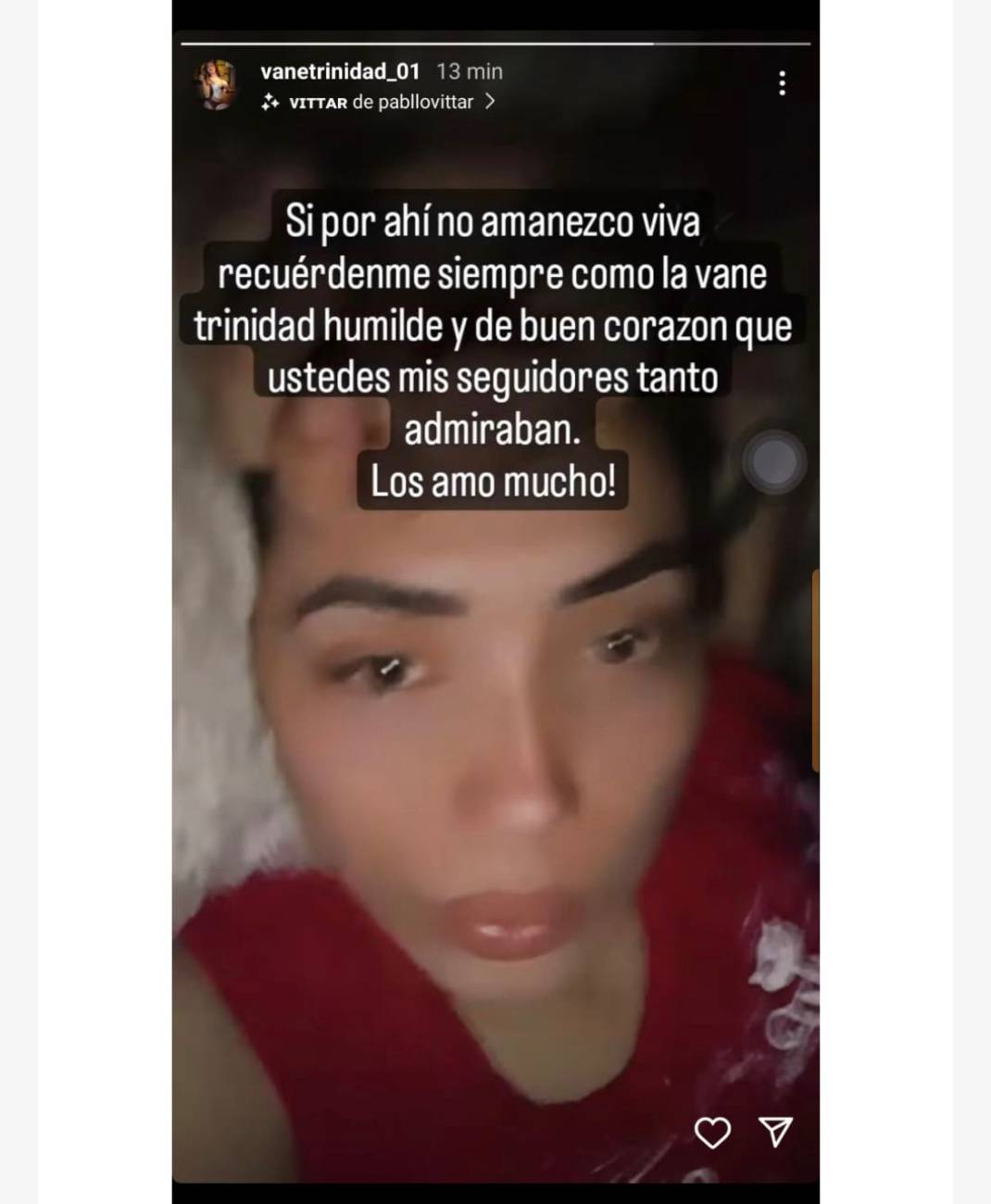 La publicación de Vane Trinidad.