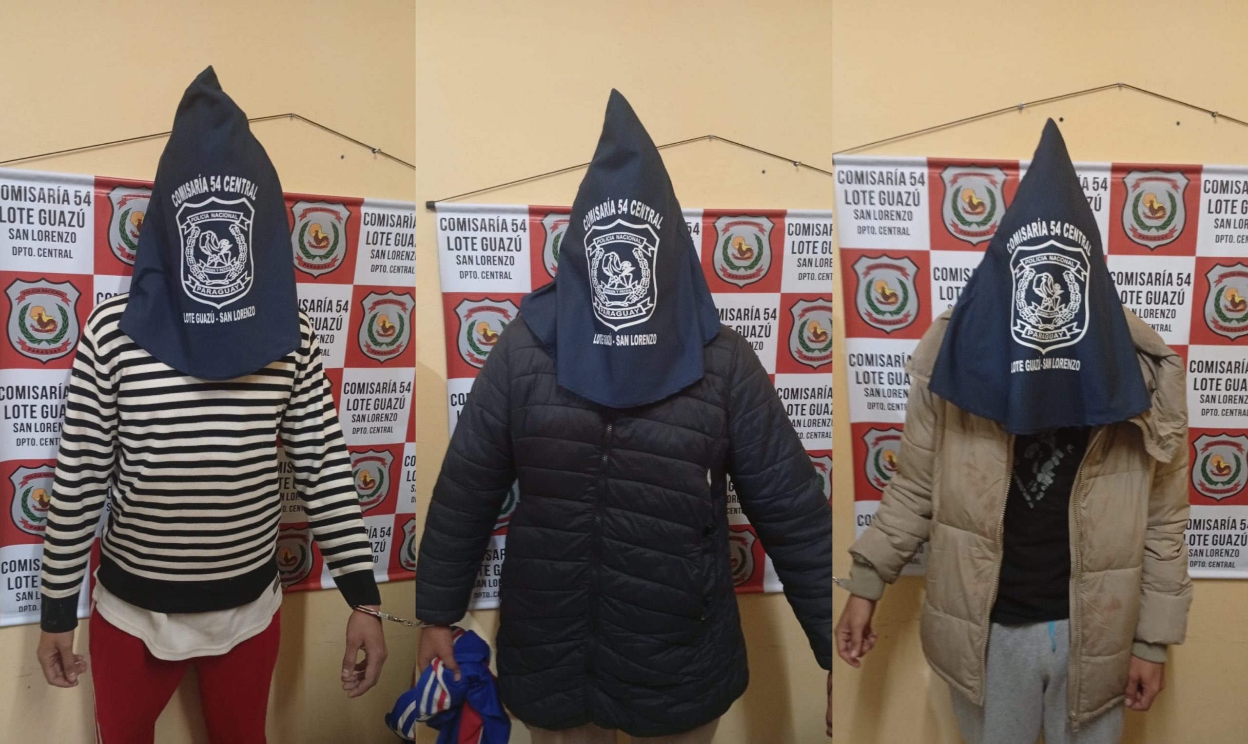 Tres amigos quedaron detenidos. Foto: Policía