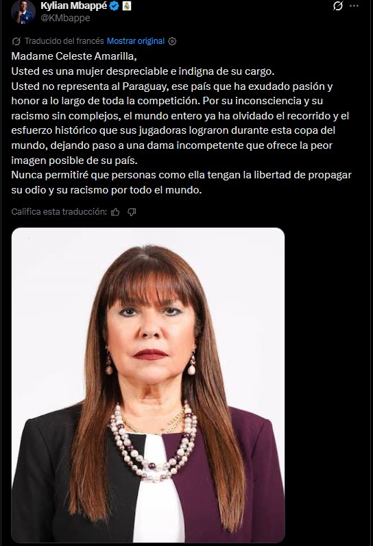 ¡Insólito! Mbappé responde a Celeste Amarilla. Foto: captura