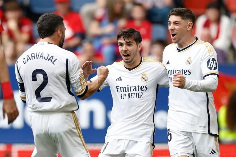 Carvajal, Brahim y Valverde celebran el tercer golFoto:Real Madrid