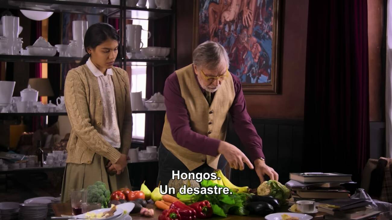 La compatriota con Luis Brandoni en otra de las escenas.