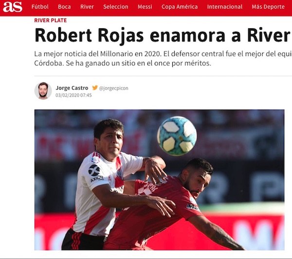 El diario AS (edición argentina) dedicó un artículo al “Sicario”.
