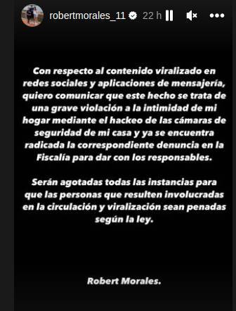 El comunicado que sacó Robert horas después de viralizarse su video.
