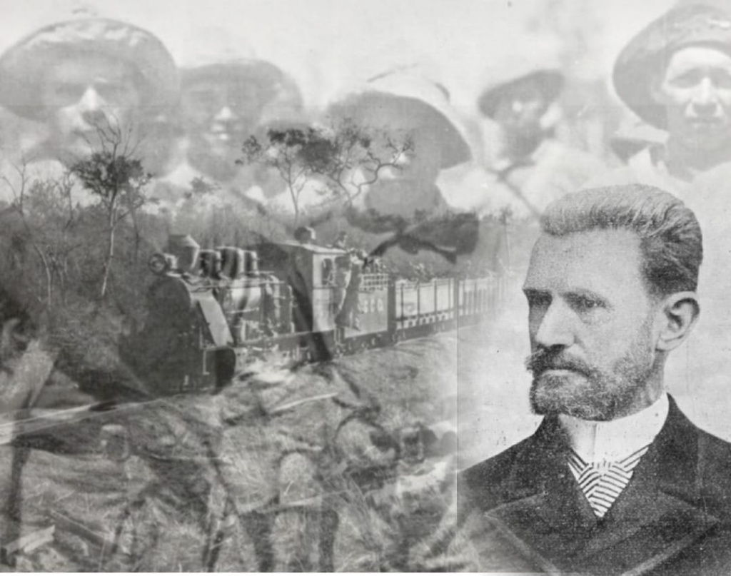 El tren, llevando a los soldados de guerra.