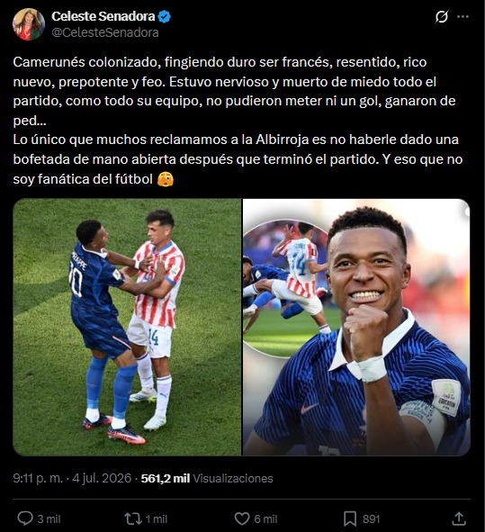Kylian Mbappé respondió a los dichos de la senadora Celeste Amarilla. Foto: captura