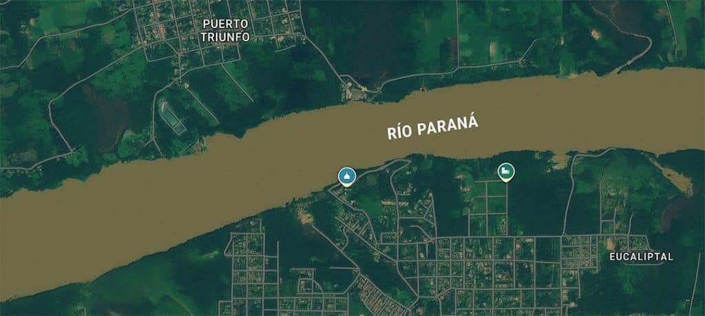 El área de emplazamiento del nuevo puente sobre el río Paraná