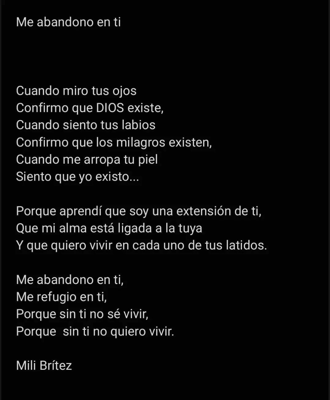 Como un adelanto de lo que prepara, Mili publicó uno de sus poemas en sus redes. @britezmili