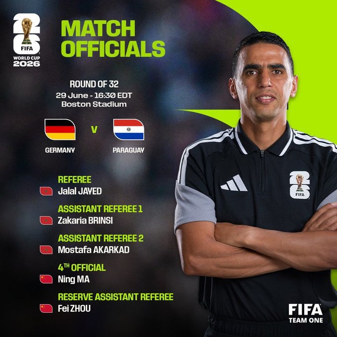 ¡Un marroquí es el árbitro elegido para el duelo entre Paraguay y Alemania! Foto: FIFA