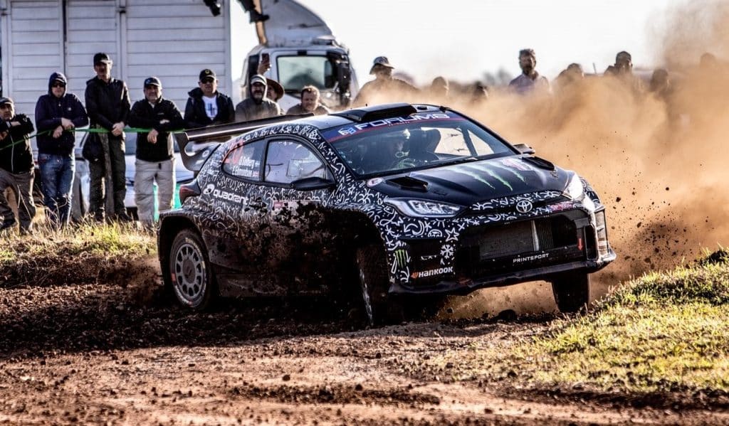 Solberg en un tramo del Power Stage el día de hoy.