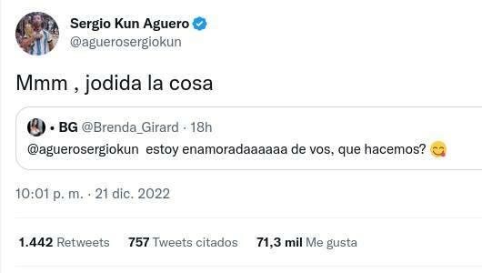 La respuesta del "Kun" Agüero a la chica que le tanteó.