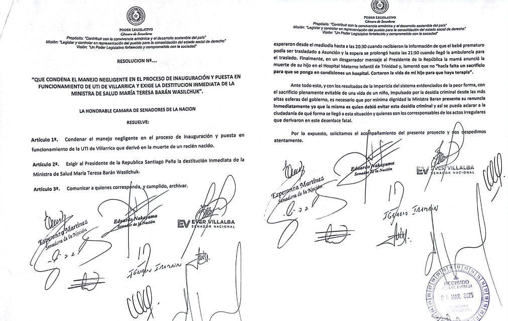 Solicitud presentada ante la Cámara de Senadores.
