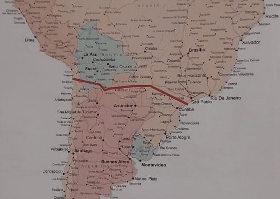 La Traza tentativa del Tren Bioceánico en el proyecto del Cnel (SR) Schoupp