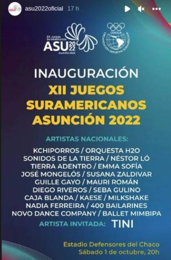 La propia organización de los Juegos, confirmó la presencia de Nadia Ferreira para el evento inaugural. (Captura de pantalla)