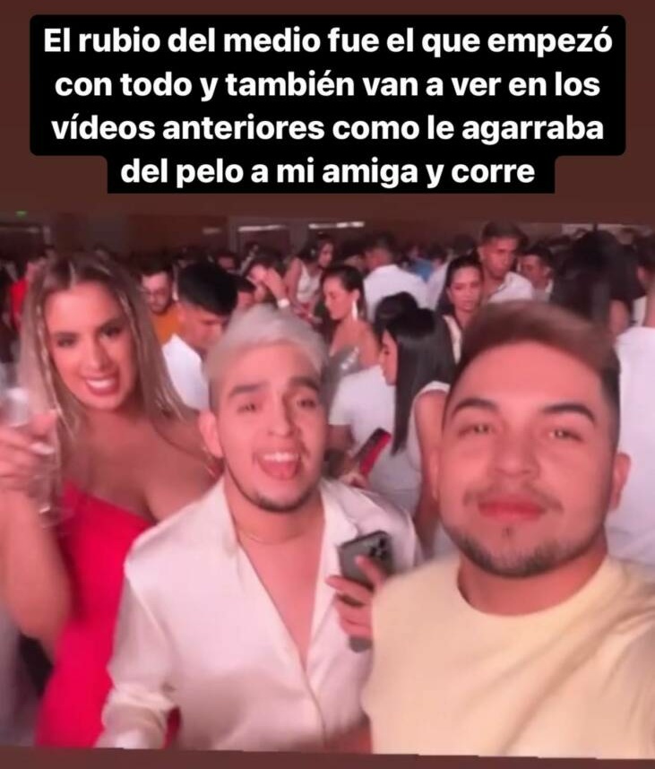 EWn la foto, la modelo Taty Giménez y los que habrían iniciado el tumulto. (Foto: @ara.zelaya19)