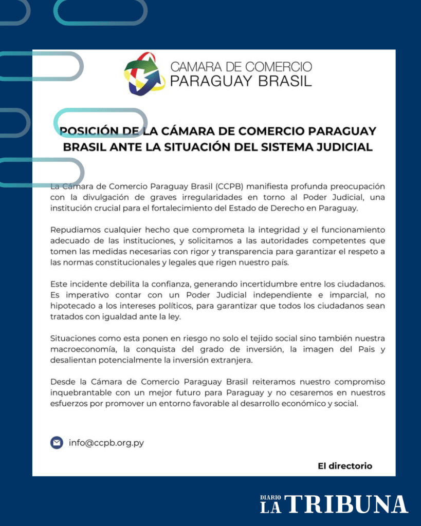 Comunicado de la Cámara de Comercio Paraguay Brasil.