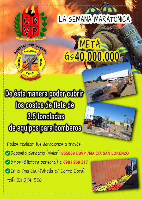 Los bomberos de la Séptima Compañía de San Lorenzo solicitan la ayuda de la ciudadanía. Fuente: Facebook