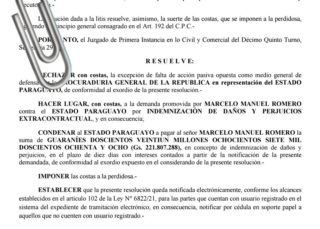 El Tribunal de Sentencia integrado por los magistrados Víctor Hugo Alfieri, Darío Báez Ferreira y María Luz Martínez Vázquez admitió el retiro de la acusación fiscal y dictó su sobreseimiento definitivo.