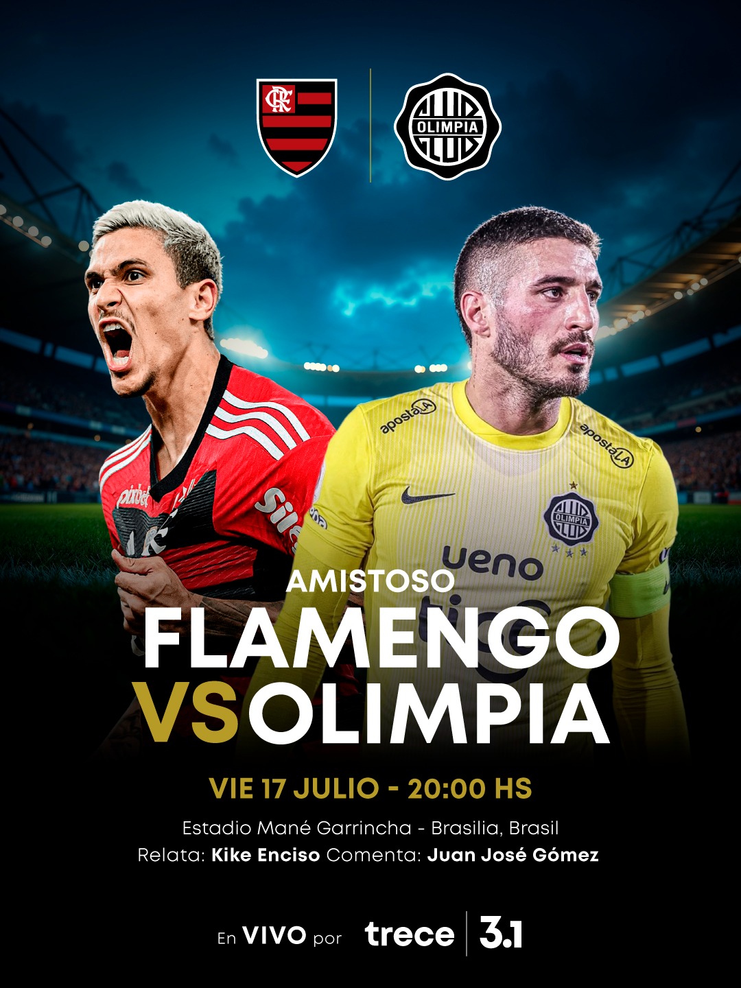 ¡Olimpia vs. Flamengo lo vas a disfrutar por el Trece!
