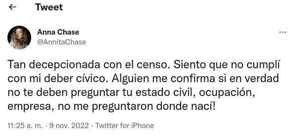 La publicación de Anna Chase.