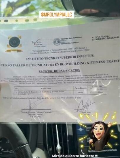 El nuevo certificado de Fabi. (Foto: @fabimartinezoficial)