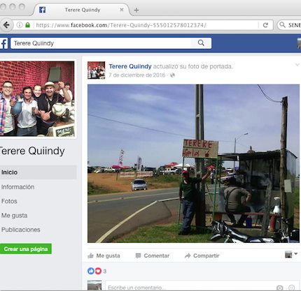REDES. El perfíl de Tereré Quiindy en Facebook.
