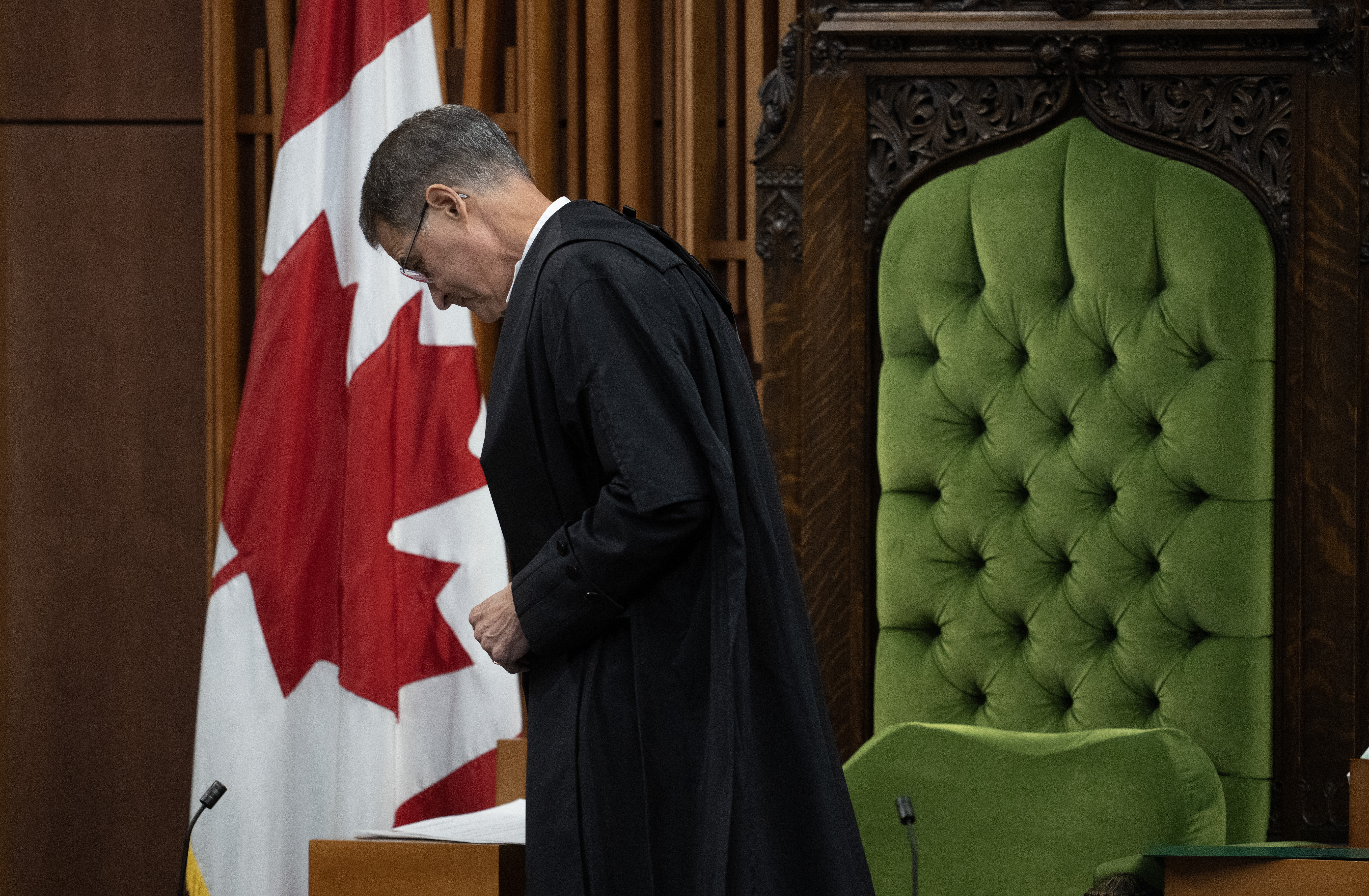 Speaker of the House of Commons Anthony Rota leaves the Speakers Chair after announcing he will step down as speaker in the House of Commons, Tuesday, September 26, 2023 in Ottawa.  THE CANADIAN PRESS/Adrian Wyld