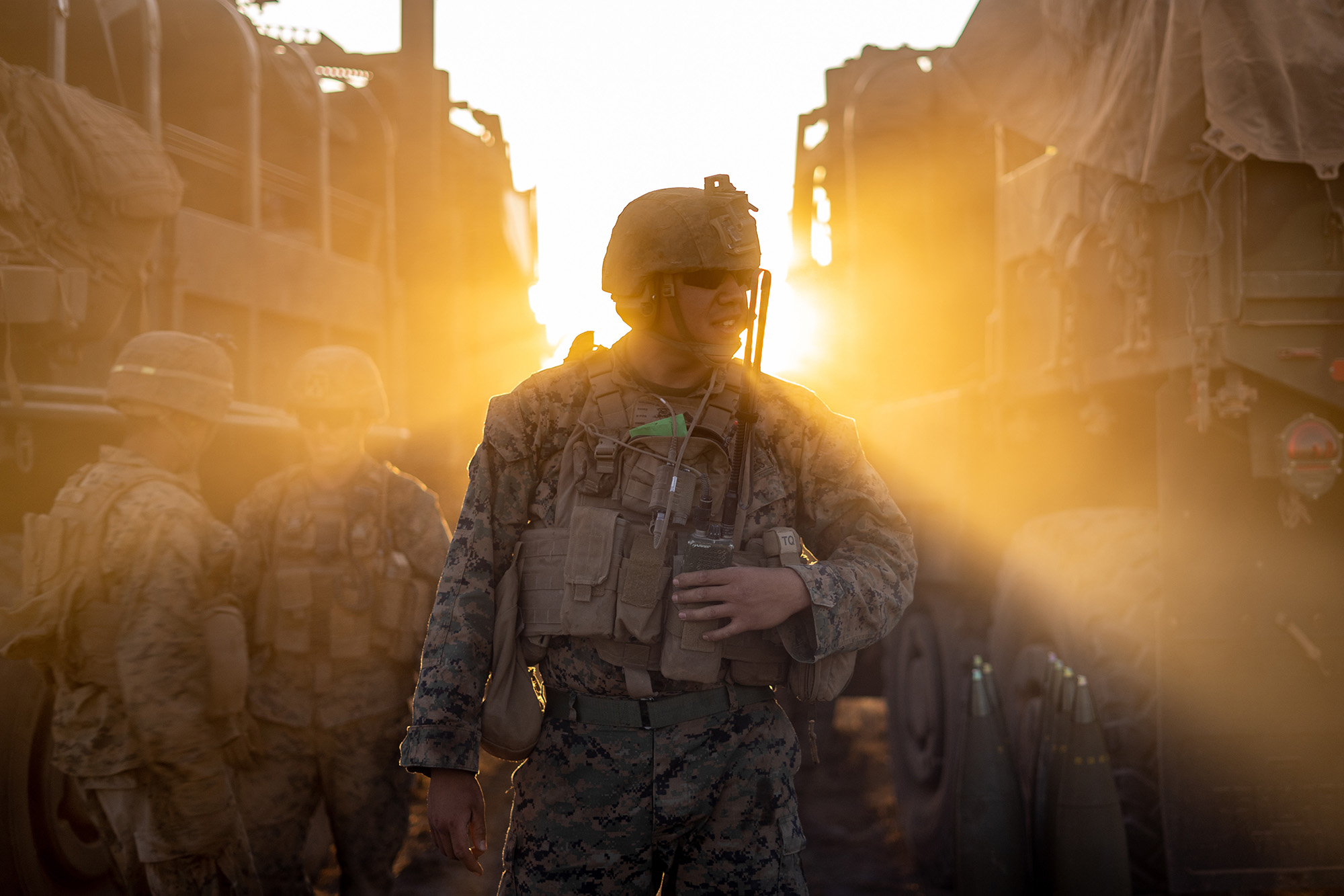 U.S. Marine Corps Sgt. David Galindo, a field artillery section chief with Ground Combat Element, Marine Rotational Force - Darwin, conducts live-fire training at Mount Bundey Training Area, Northern Territory, Australia, Aug. 8, 2020. (Cpl. Sarah Marshall/Marine Corps)