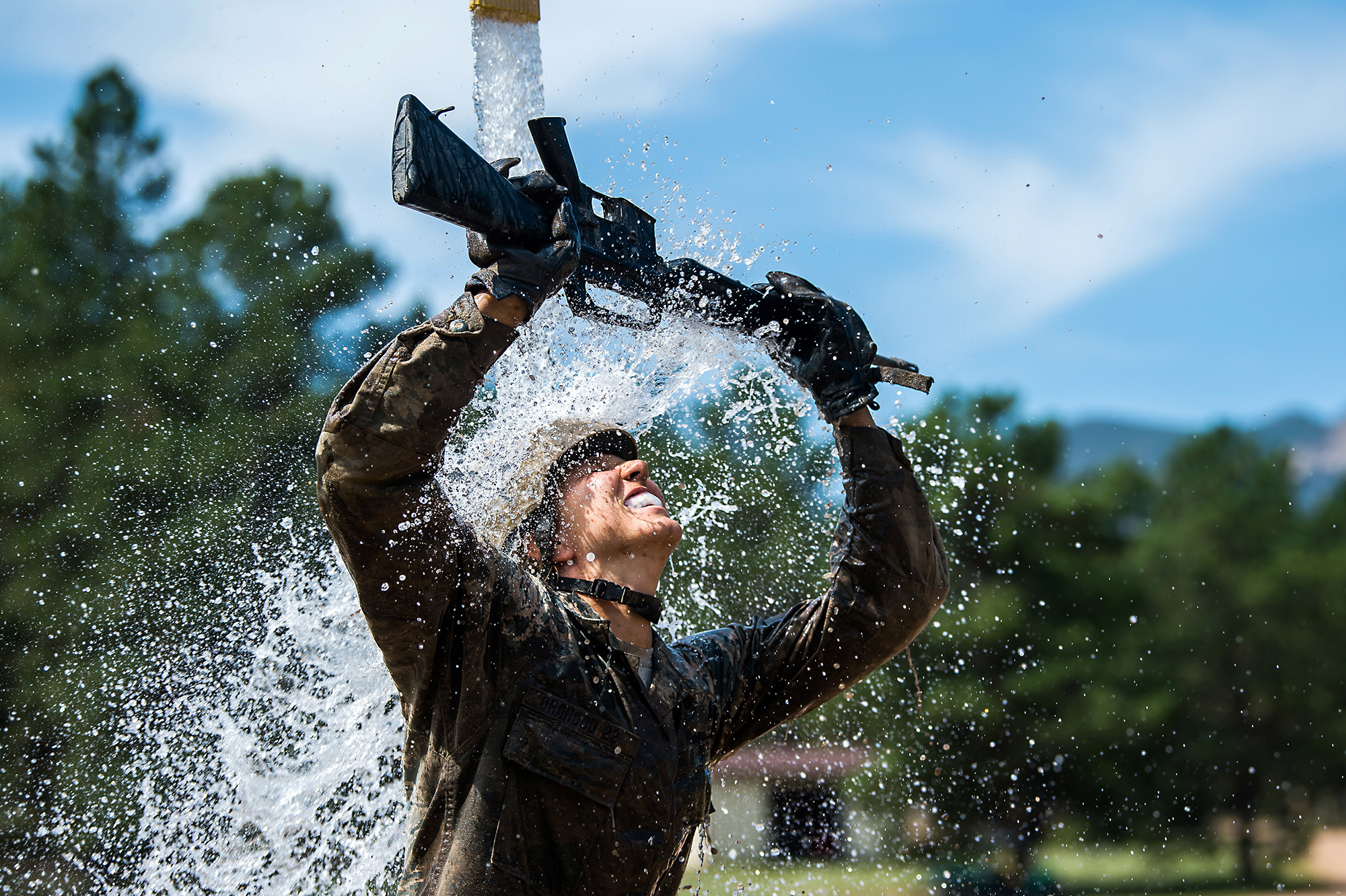 U.S. Air Force Academy Class of 2024 basic cadets complete the assault course at the U.S. Air Force Academy in Colorado Springs, Colo., July 14, 2020. (Trevor Cokley/Air Force)