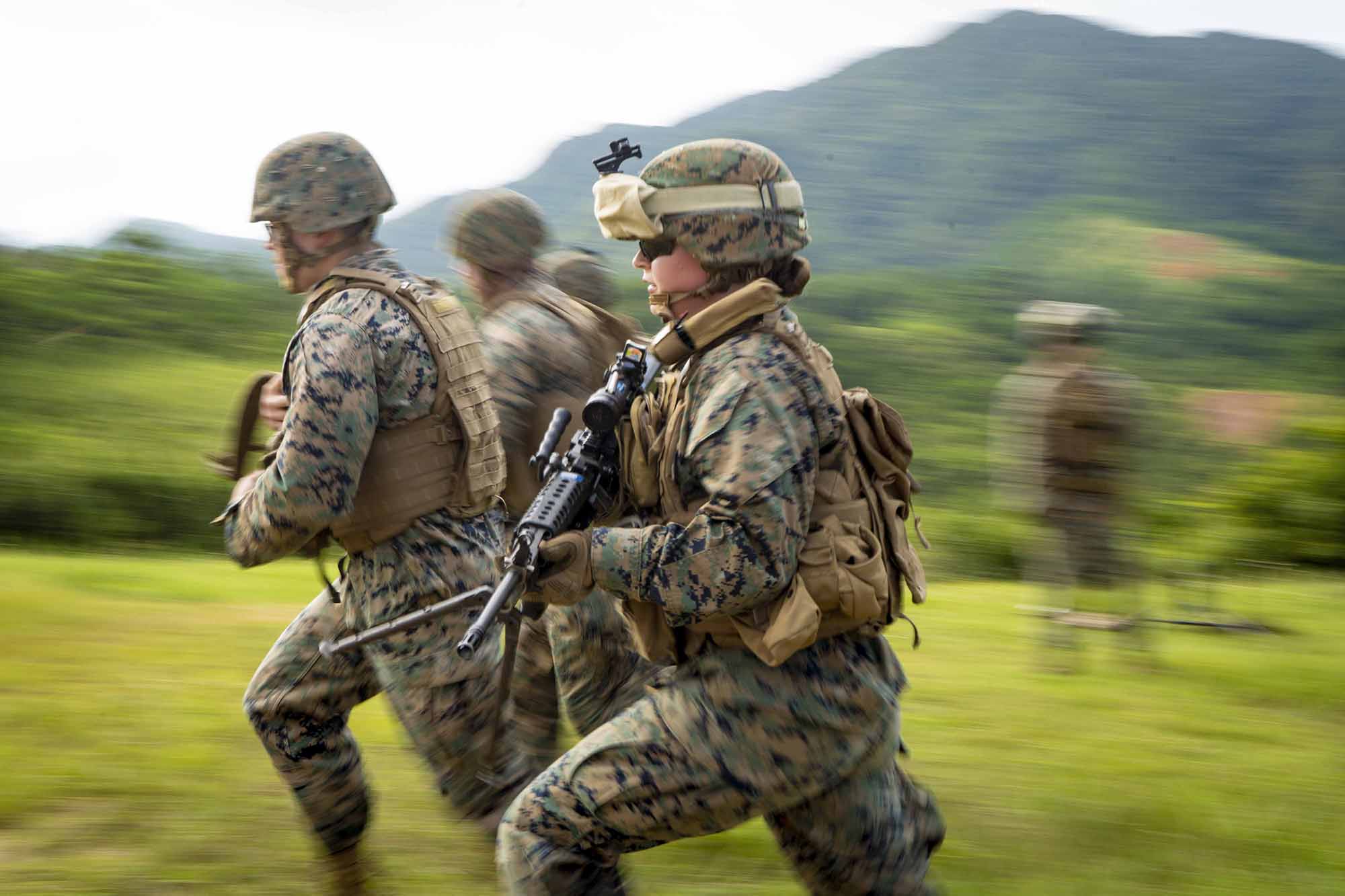 Lance Cpl. Mackenzie K. Price participates in a gun run during a training and readiness event on Range 9, Camp Hansen, Okinawa, Japan, Sept. 30, 2020. (Cpl. Timothy Hernandez/Marine Corps)