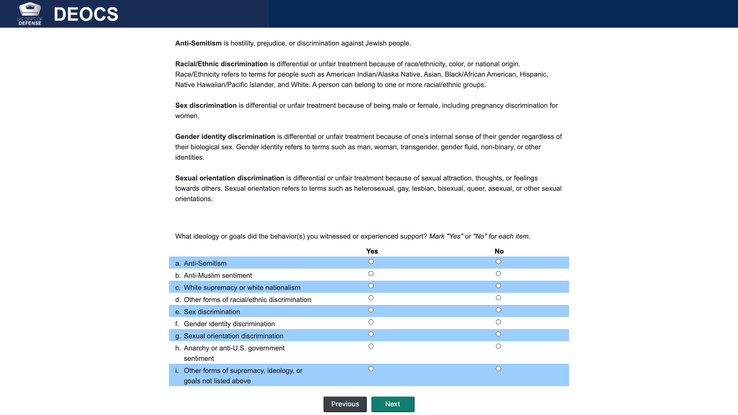 Climate Survey Questions