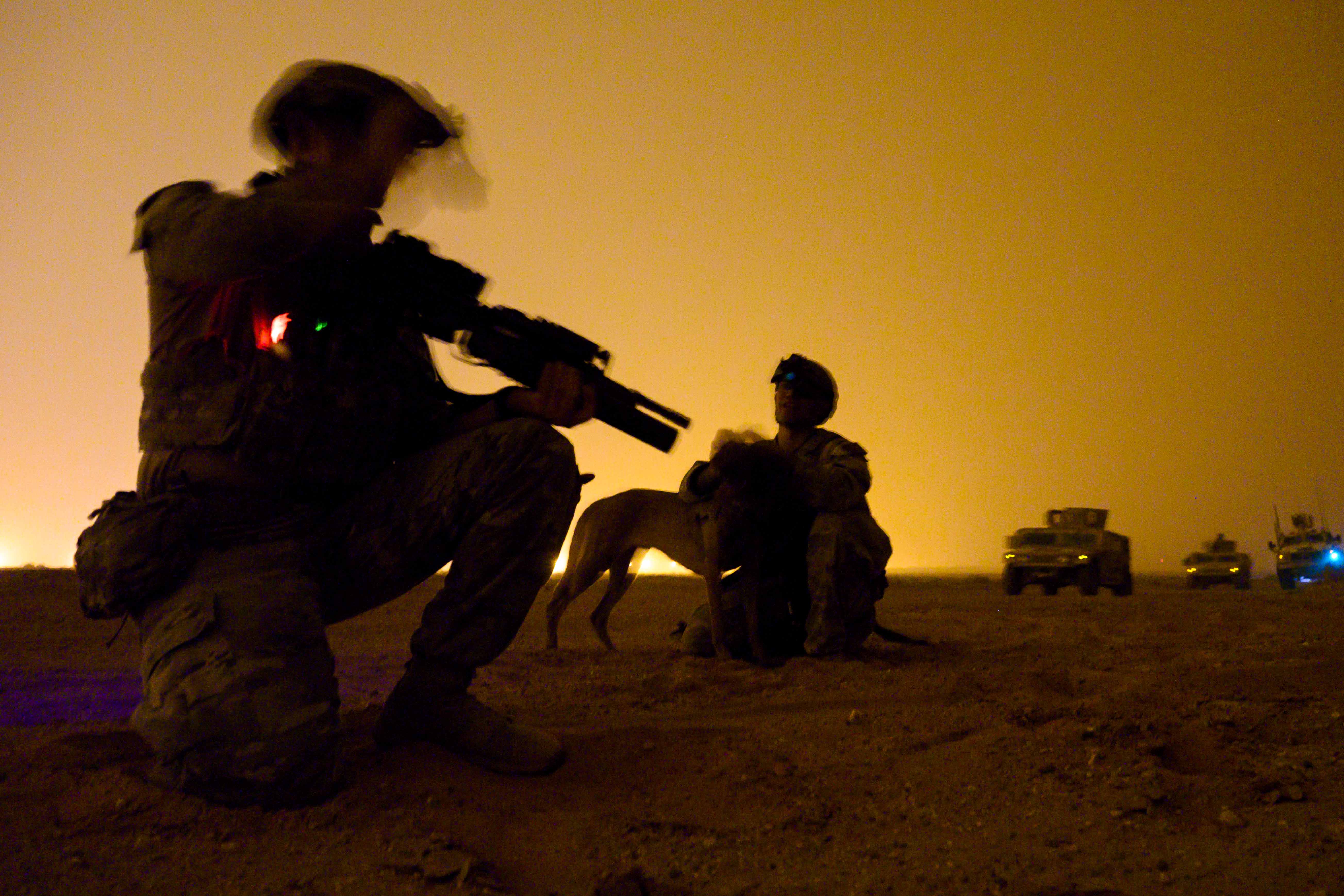 U.S. Air Force defenders with the 378th Expeditionary Security Forces Squadron conduct a dismounted patrol during a quick response training event at Prince Sultan Air Base, Saudi Arabia, June 12. (Senior Airman Samuel Earick/Air Force)