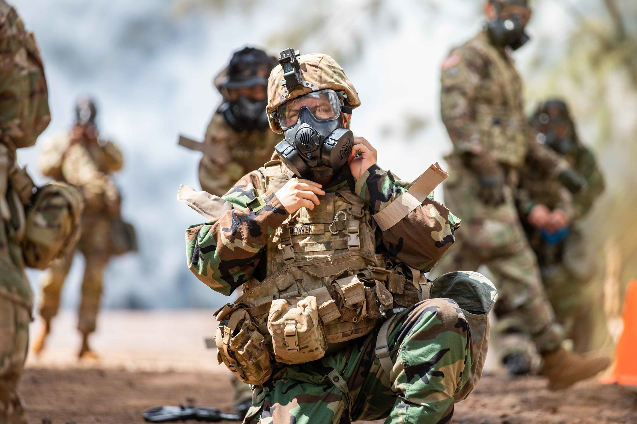 Soldiers of the Chemical Reconnaissance Platoon, 29th Brigade Engineer Battalion, 3rd Infantry Brigade Combat Team, 25th Infantry Division conducts a Chemical, Biological, Radiological, and Nuclear Academy at the Kahuku Training Area, Hawaii on Aug. 20, 2020. (1st Lt. Angelo Mejia/Army)