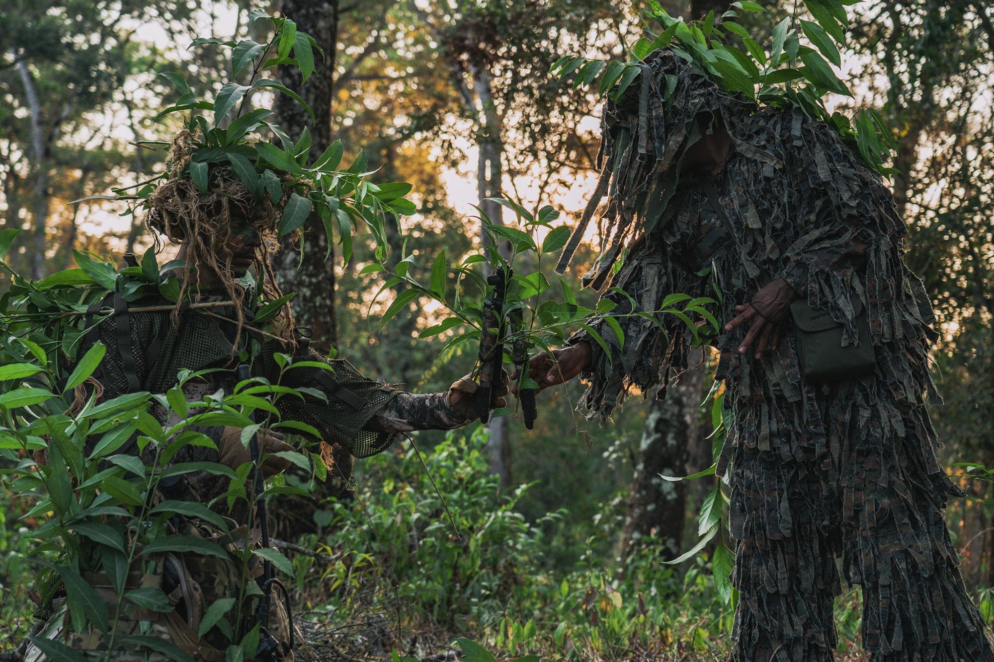 A member of the 7th Special Forces Group (Airborne) prepares a sniping position with Guatemalan Special Forces prior to a training exercise in Guatemala, March 3, 2020. (Spc. Aaron Schaeper/Army)