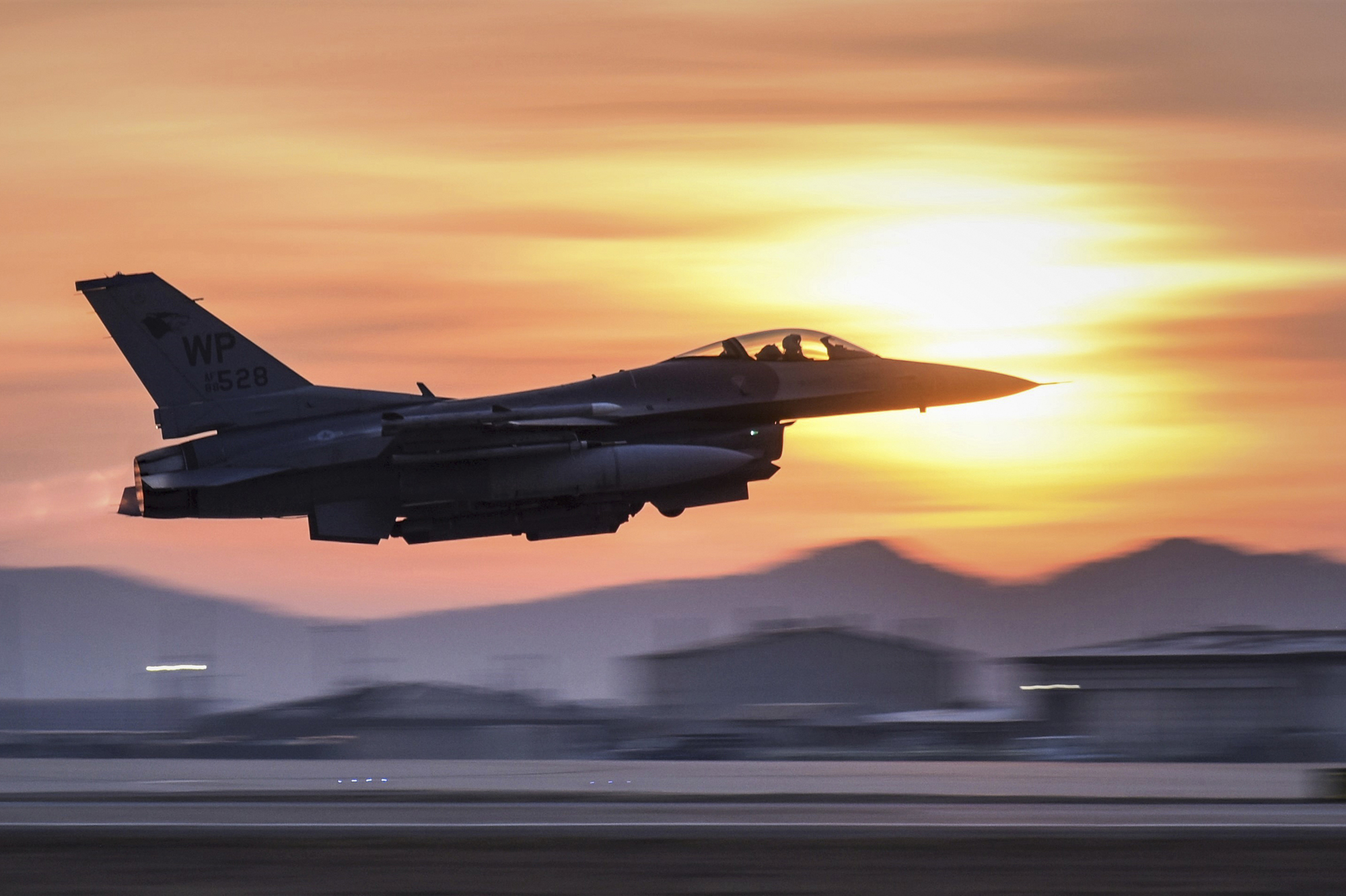 An 8th Fighter Wing F-16 Fighting Falcon takes off during a routine training event at Kunsan Air Base, Republic of Korea, March 24, 2021. (Tech. Sgt. Kristin S. High/Air Force)
