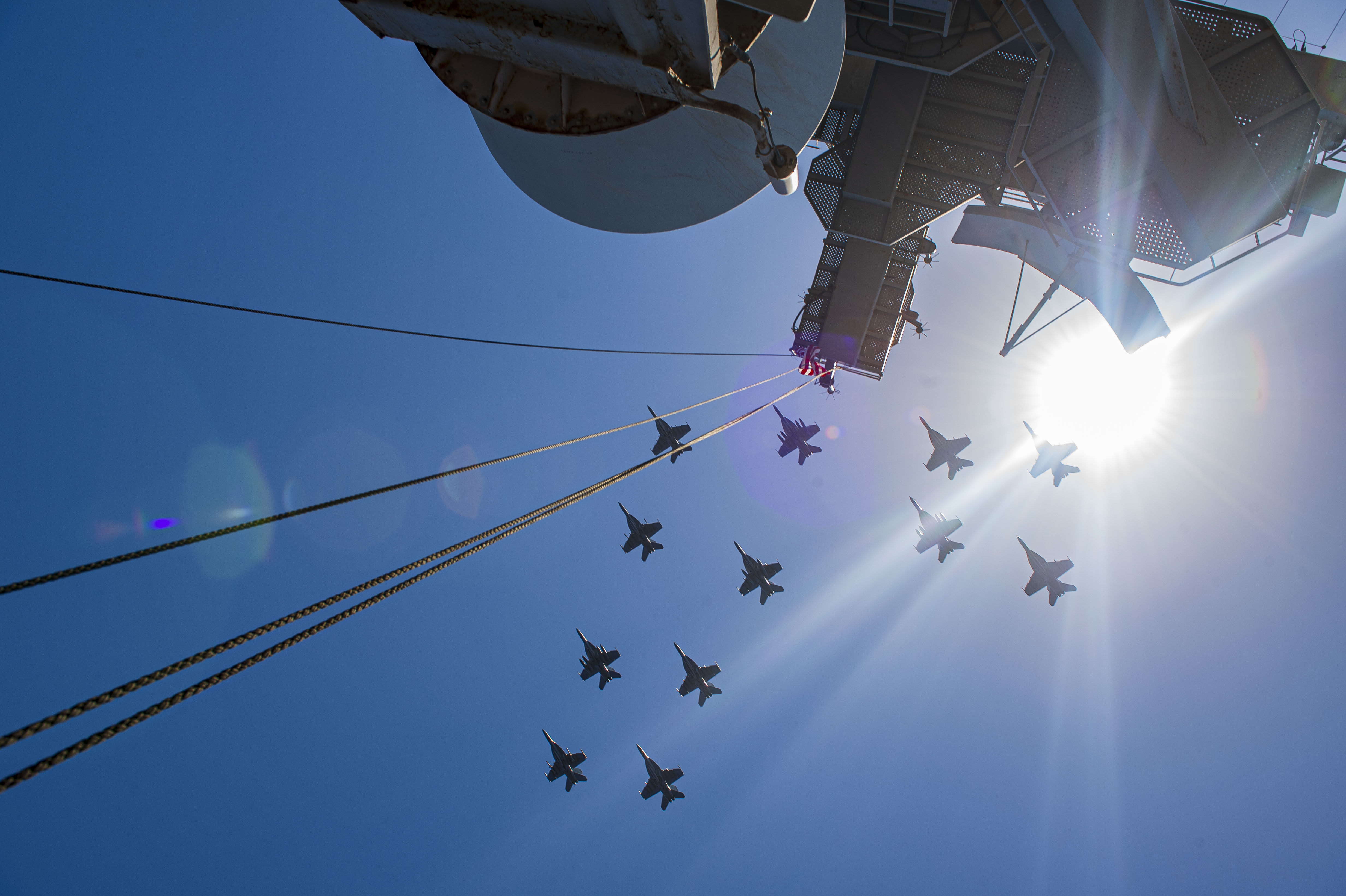 F/A-18E Super Hornet fighter jets attached to the