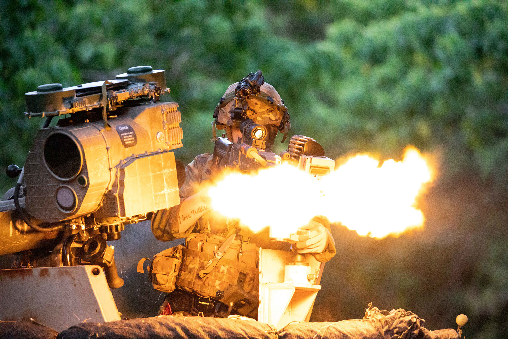 Soldiers assigned to the 3rd Infantry Brigade Combat Team, 25th Infantry Division continue to support 2nd Infantry Brigade Combat Team and the Royal Thai Army (RTA) as the Opposing Force (OPFOR) during Exercise Lightning Forge 2020 at the Kahuku Training Area, Hawaii on July 15, 2020. (1st Lt. Angelo Mejia/Army)