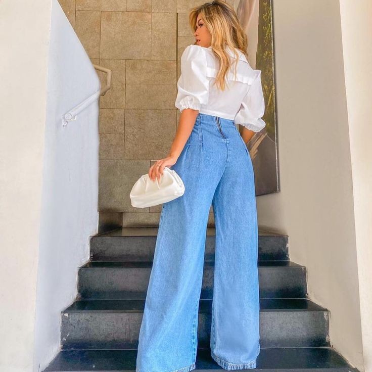 Moda Jeans Pata De Elefante Mujer Outfit Jeans Pata De Elefante