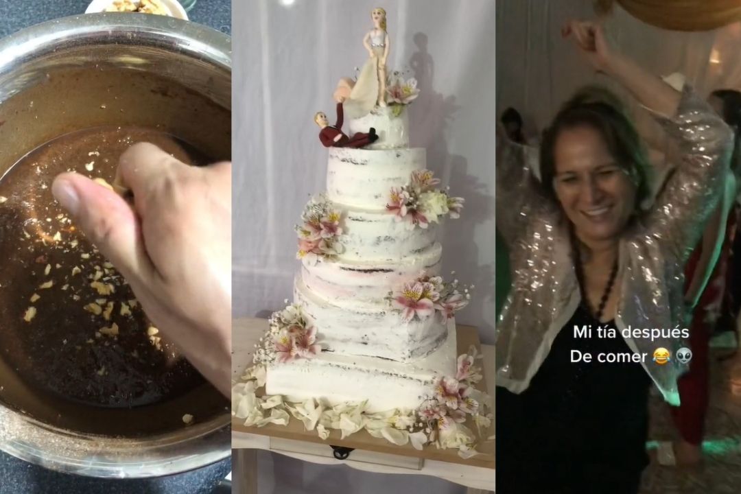 Novios dan pastel con marihuana, video TikTok