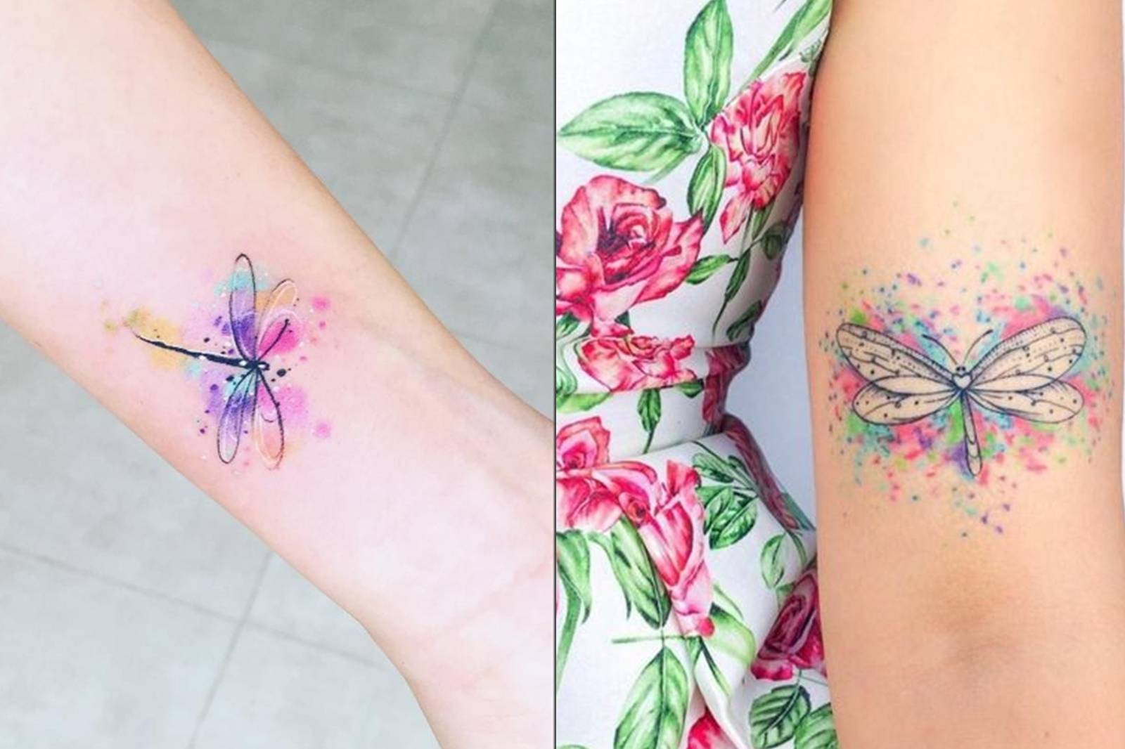 Tatuajes de libelulas para mujeres a color