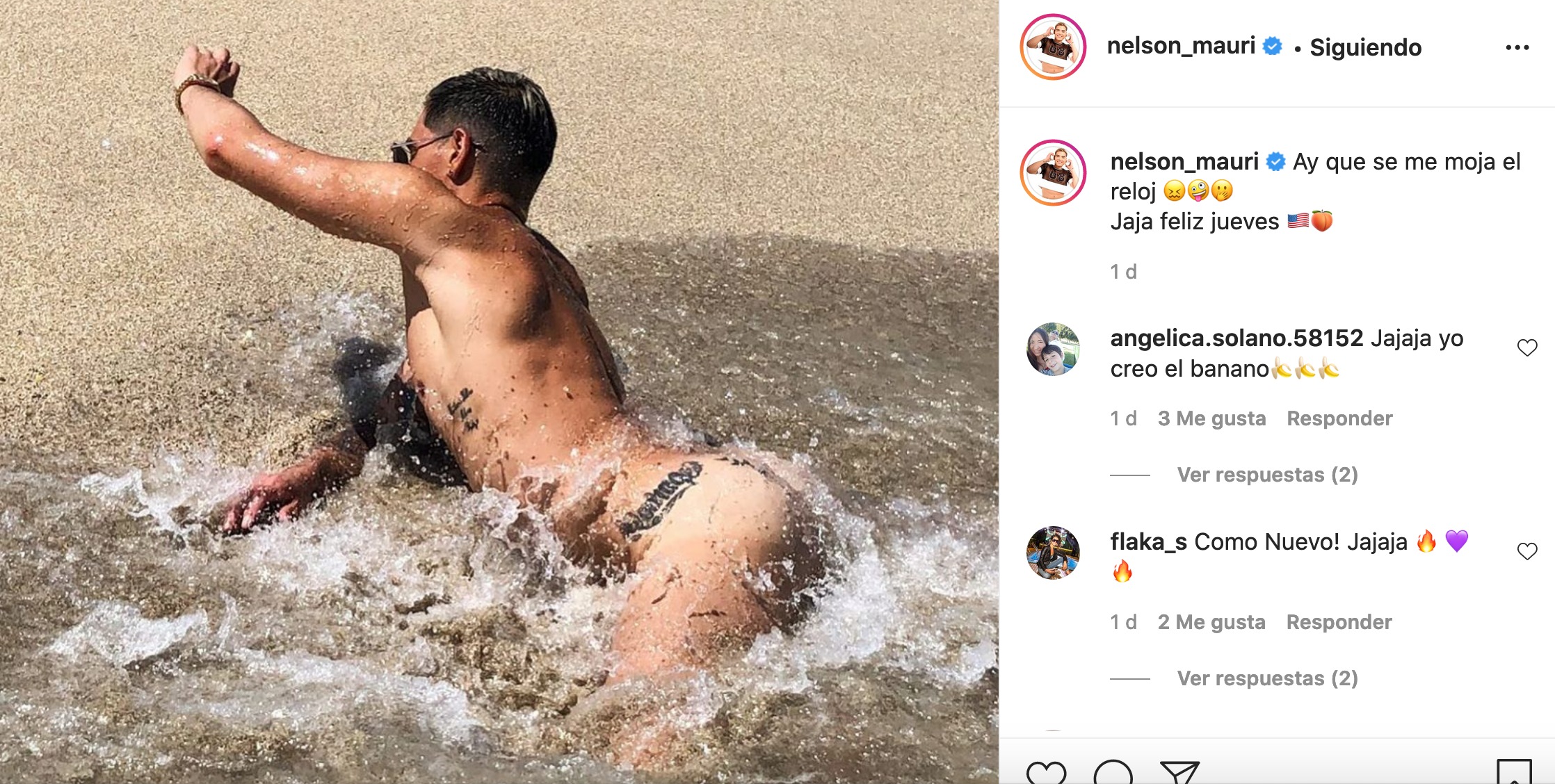 Nelson Mauri sorprende con divertida foto desnudo en la playa – Nueva Mujer