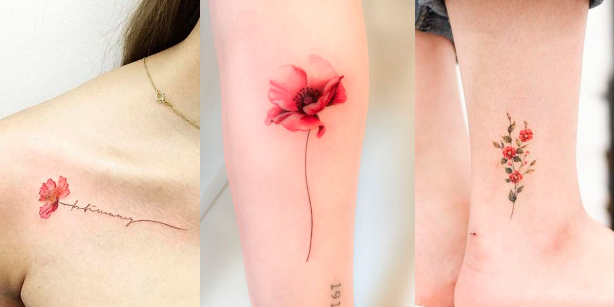 Tatuajes de amapolas para mujer