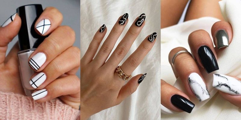 Uñas delicadas: conoce los diseños blanco y negro con estilo minimalista